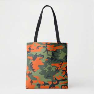 Bolsa Tote Camuflagem alaranjada, verde, preta de Camo