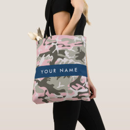 Bolsa Tote Camuflagem rosa e verde Seu nome personaliza