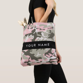 Bolsa Tote Camuflagem rosa e verde Seu nome personaliza