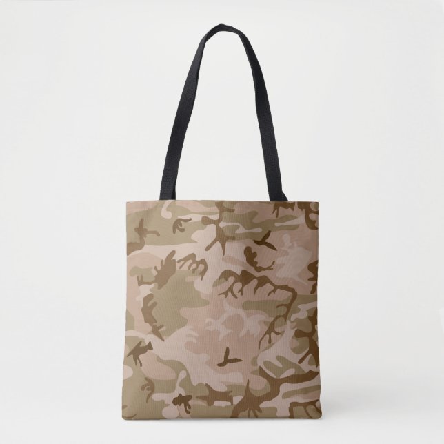 Bolsa Tote Camuflagem Verde do Deserto Beige Brown (Frente)