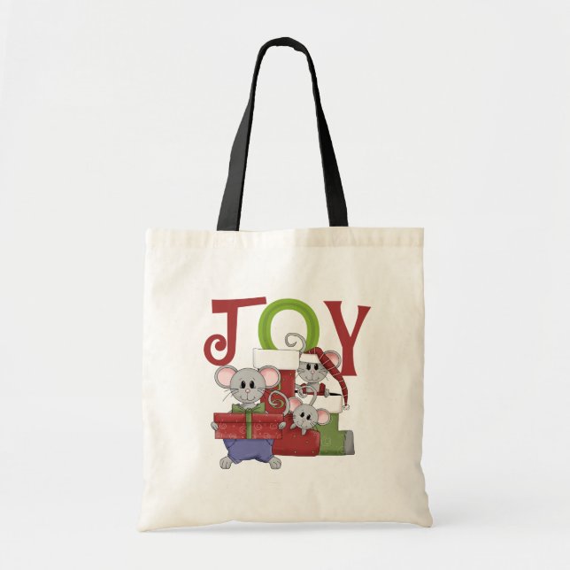 Bolsa Tote Camundongos JOY Camisas de Natal e presentes (Frente)