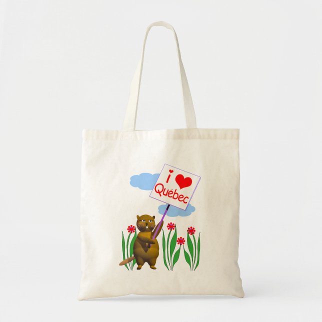 Bolsa Tote Canadense Beaver Loves Quebec (Frente)