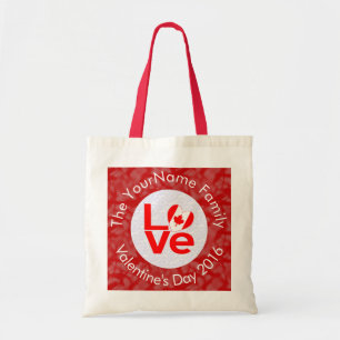 Bolsa Tote Canadian Flag Red Letters LOVE White on Red