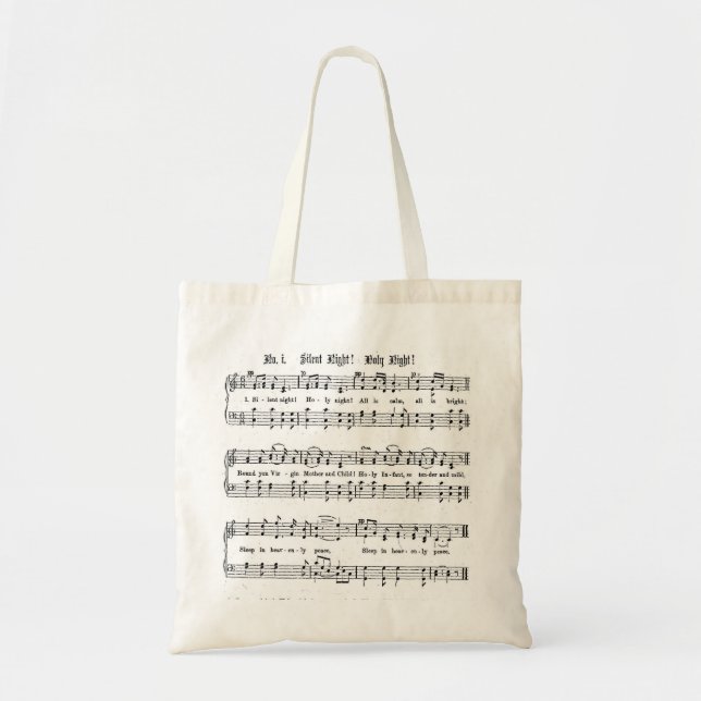 BOLSA TOTE CANÇÃO SANTAMENTE DO NATAL DA PARTITURA DA NOITE (Frente)