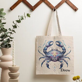Bolsa Tote Cancer de tendências Aquarela Zodiac Design