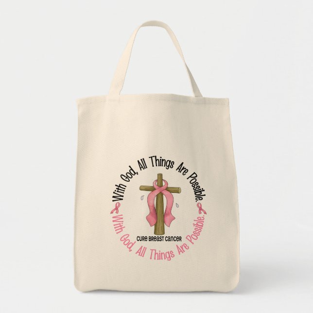 Bolsa Tote Cancro da mama COM CRUZ 1 do DEUS (Frente)