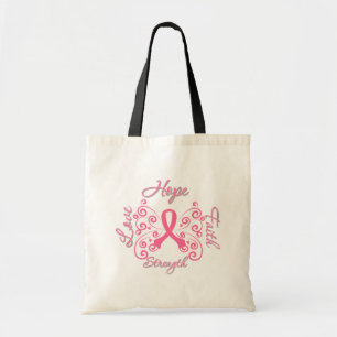Bolsa Tote Cancro da mama da força do amor da fé da esperan