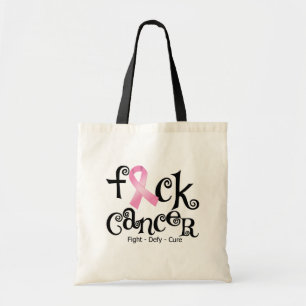 Bolsa Tote Cancro da mama de F*CK (fita cor-de-rosa)