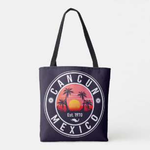 Bolsa Tote Cancun México Retro Sunset Viagens vintage Souveni