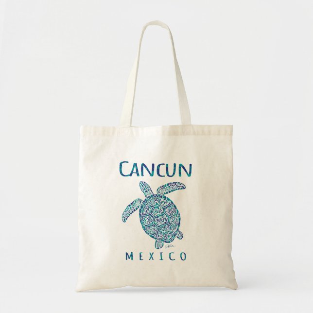 Bolsa Tote Cancun Mexico Turtle Beach (Frente)