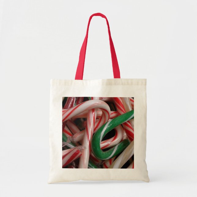 Bolsa Tote Candy Canas Natal Feriado Branco Verde e Vermelho (Frente)