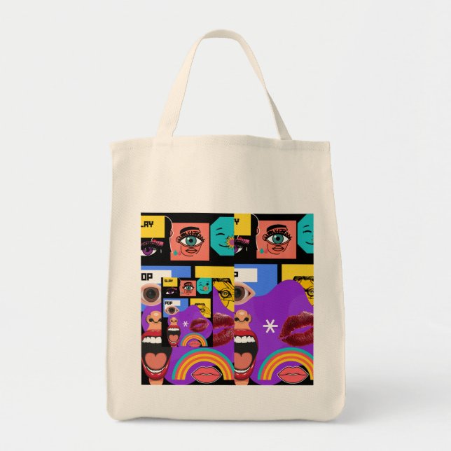 Bolsa Tote Caneca Bold Pop Art | Estilo de quadrinhos retrô (Frente)