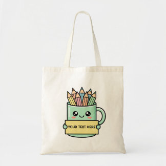 Bolsa Tote Caneca de Café Com Lápis Sinal em Branco Gráfico P