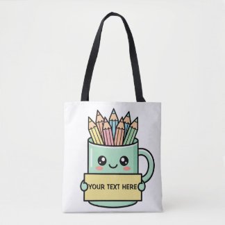 Bolsa Tote Caneca de Café com Lápis Sinal em Branco Gráfico P