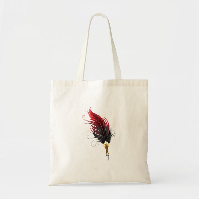 Bolsa Tote Caneta pena de pena vermelha com ponta de ouro (Frente)