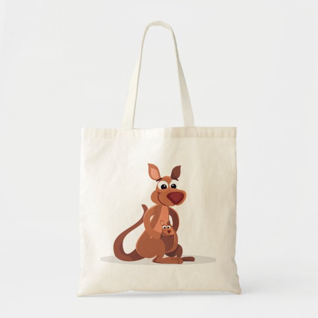 Bolsa Tote Canguru animado bonito com bebê (Frente)