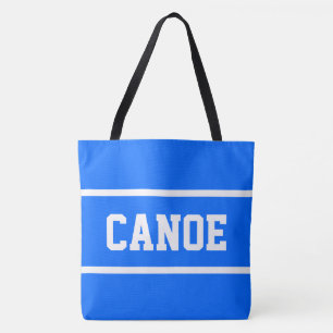 Bolsa Tote CANOA Texto Branco Atlética Listras no Azul Verão
