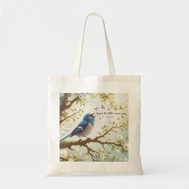 Bolsa Tote Cante Para O SENHOR Um Novo Salmo De Música 96:1 (Frente)
