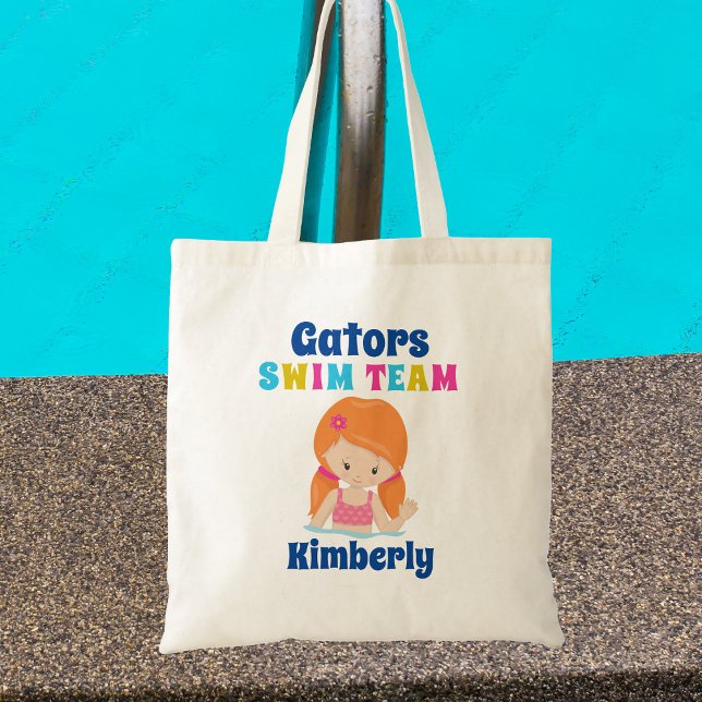 Bolsa Tote Cantora Personalizada Da Natação Da Bonita Menina  (Criador carregado)