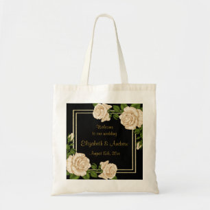 Bolsa Tote Cantos Elegantes de Rosas Marfim em Bouquets de Ca