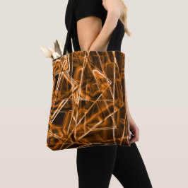 Bolsa Tote Cantos quadrados e pontos laranja "neon"