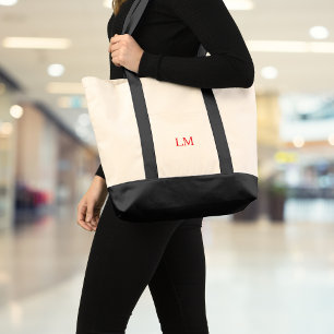 Bolsa Tote Canvas de Monograma Minimalista