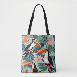 Bolsa Tote Canvas de papagaio tropical