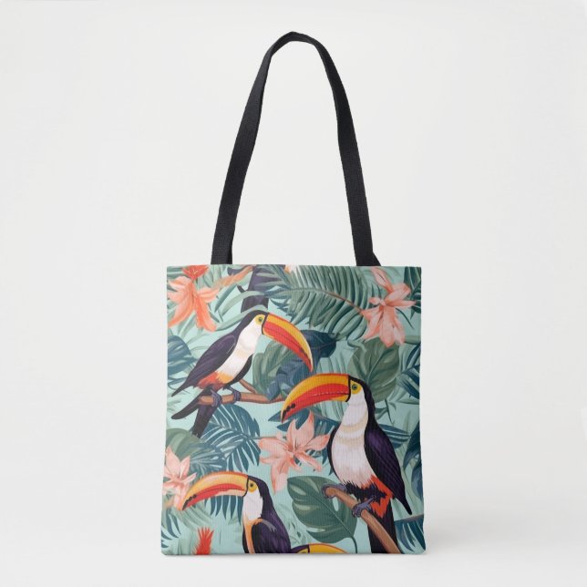 Bolsa Tote Canvas de papagaio tropical (Frente)
