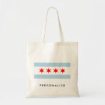 Bolsa Tote Canvas do costume da bandeira de Chicago<br><div class="desc">Sacola feita sob encomenda das canvas da bandeira de Chicago. Design do orgulho com bandeira dos Estados Unidos. Tipografia moderna elegante. Adicione suas próprias nome, monograma ou citações personalizadas. Criar as bolsas de canvas para que livros de escola, compra, favores de festa de casamento, reunions de família, viagem, esportes, recolhimento,...</div>