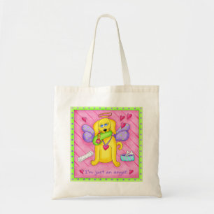 Bolsa Tote Cão amarelo dourado do anjo com calçados