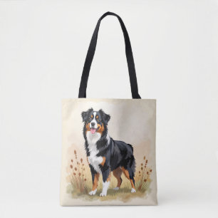 Bolsa Tote Cão Aussie Tricolor Preto Pastor Australiano