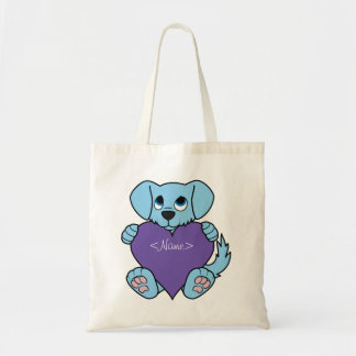 Bolsa Tote Cão azul do dia dos namorados com Purple Heart