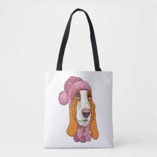 Bolsa Tote cão Basset Hound Raça de malha