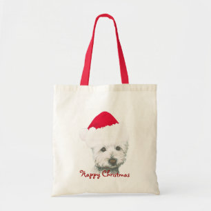 Bolsa Tote Cão bonito de Westie do Natal