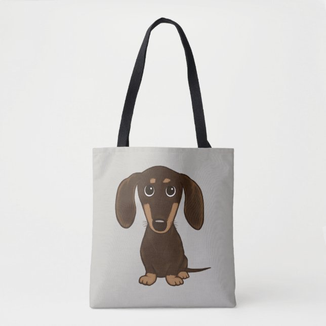 Bolsa Tote Cão bonito do Wiener dos desenhos animados do (Frente)
