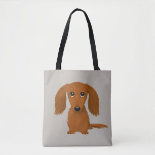 Bolsa Tote Cão bonito vermelho de cabelos compridos dos