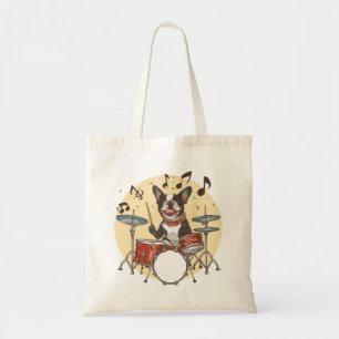 Bolsa Tote Cão Boston Terrier Tocando Tambores