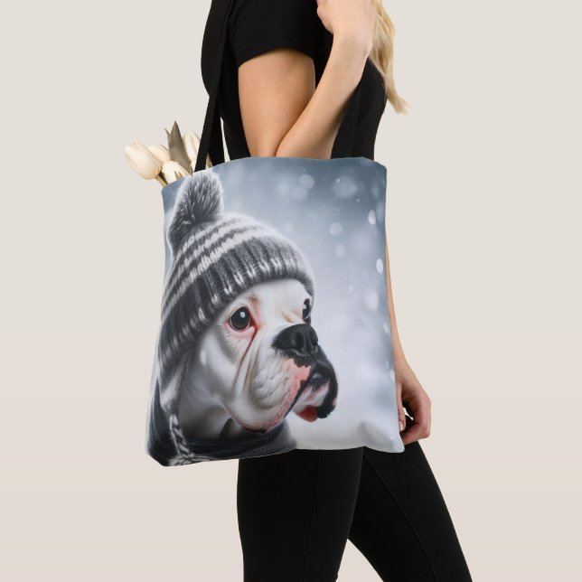 Bolsa Tote Cão Boxer no Inverno (Close Up)