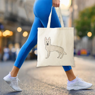 Bolsa Tote Cão branco de cartoon branco branco de pastor GSD