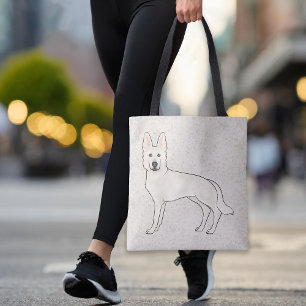 Bolsa Tote Cão branco de cartoon branco branco de pastor GSD
