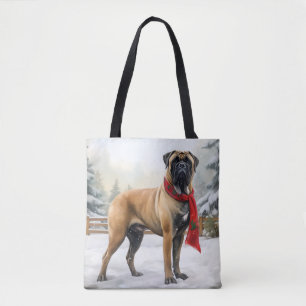 Bolsa Tote Cão Bullmastiff na Neve Natal