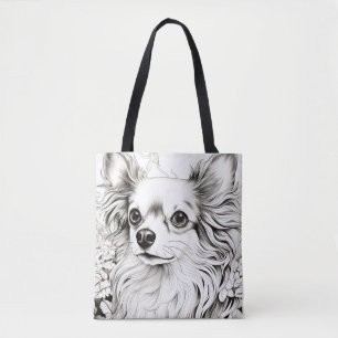 Bolsa Tote Cão Chihuahua Peaceful Nature Prairie Sketch Pet