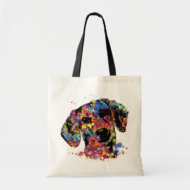 Bolsa Tote Cão colorido do Dachshund - Doxie (Frente)