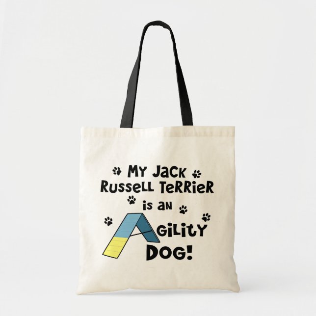 Bolsa Tote Cão da agilidade de Jack Russell Terrier (Frente)