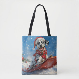 Bolsa Tote Cão Dalmata em Trenó Deixe Nevar Natal