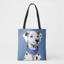 Bolsa Tote Cão Dalmático Vestindo uma coleira azul