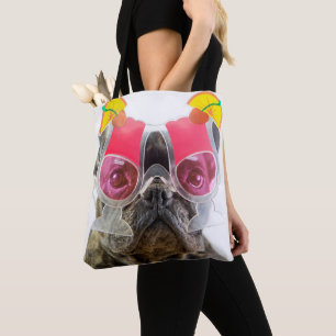Bolsa Tote Cão das imagens   de Getty com vidros de cocktail
