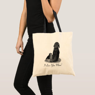 Bolsa Tote cão de afago da mamã do lebreiro preto e branco