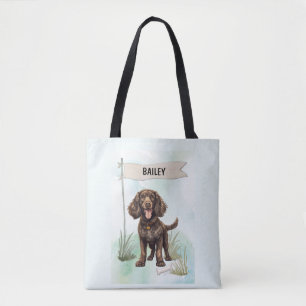 Bolsa Tote Cão de Água Americano Aquarela Personalizado
