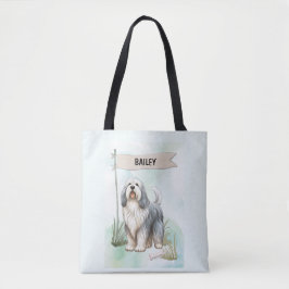 Bolsa Tote Cão de Água Polonês Aquarela Personalizar Cachorro